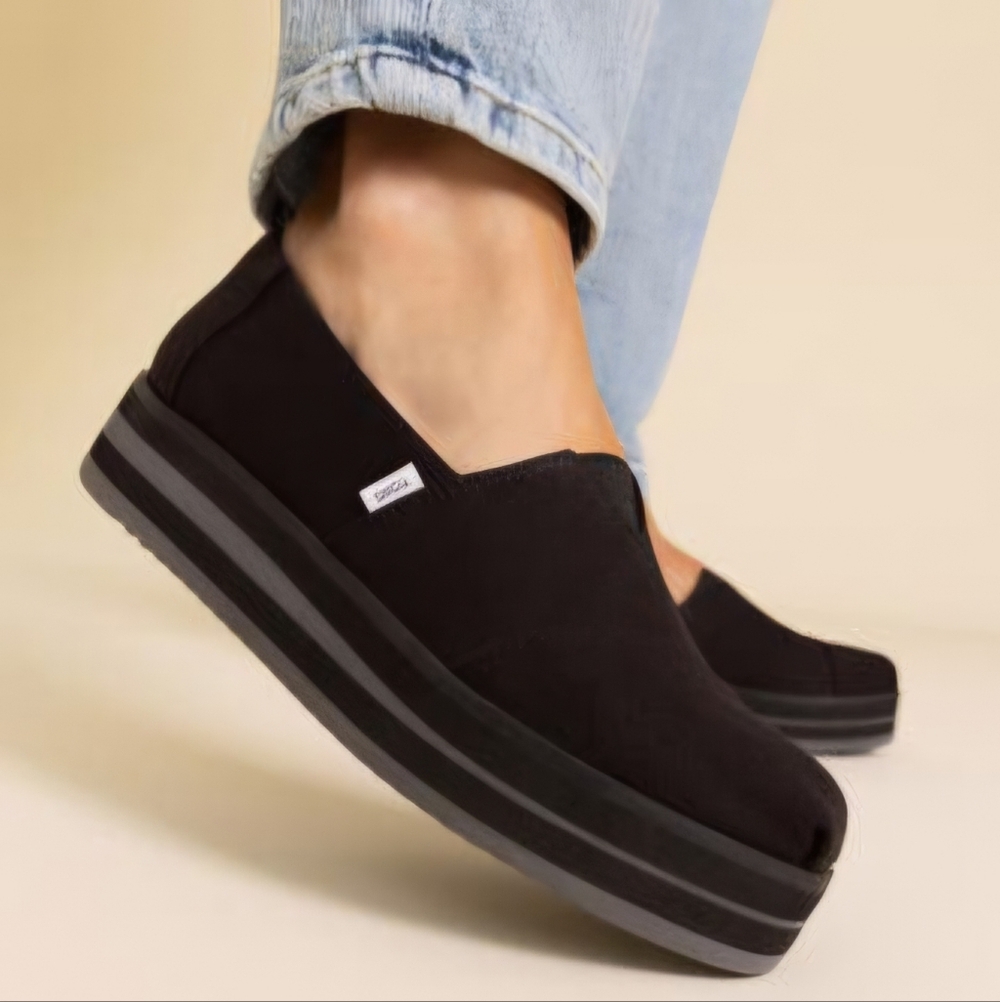 Sz 8 Toms Alpargata canvas platform flats - Picture 12 of 12